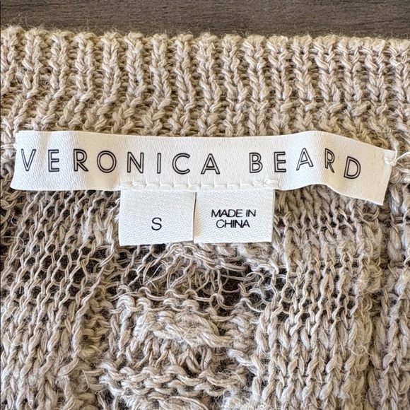 Veronica Beard Ayeka Beige Cable Knit Cardigan Size Small - Picture 5 of 15